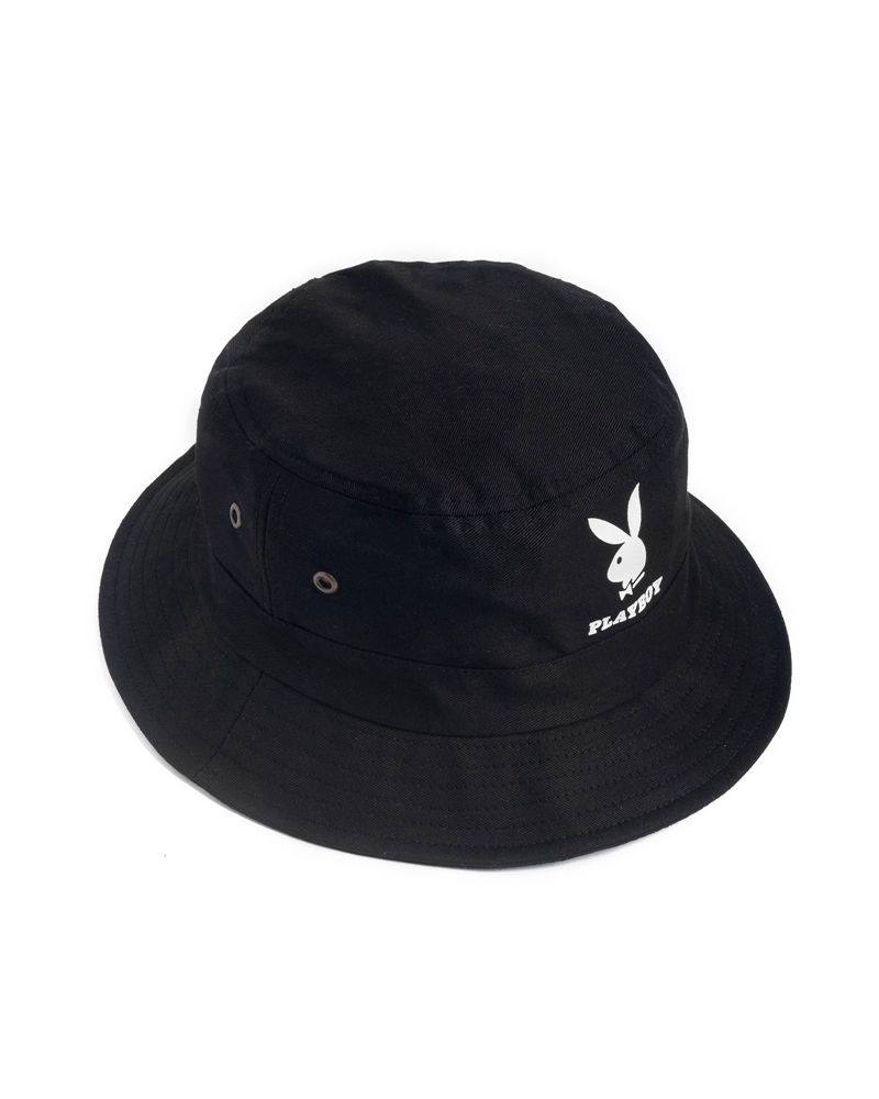 Chapeaux Playboy Rabbit Head Bucket Femme Noir Blanche | NCZQOJU-92