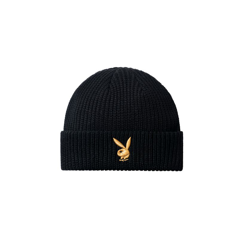 Chapeaux Playboy Rabbit Head Knit Beanie Femme Noir Blanche | FERAUZO-45