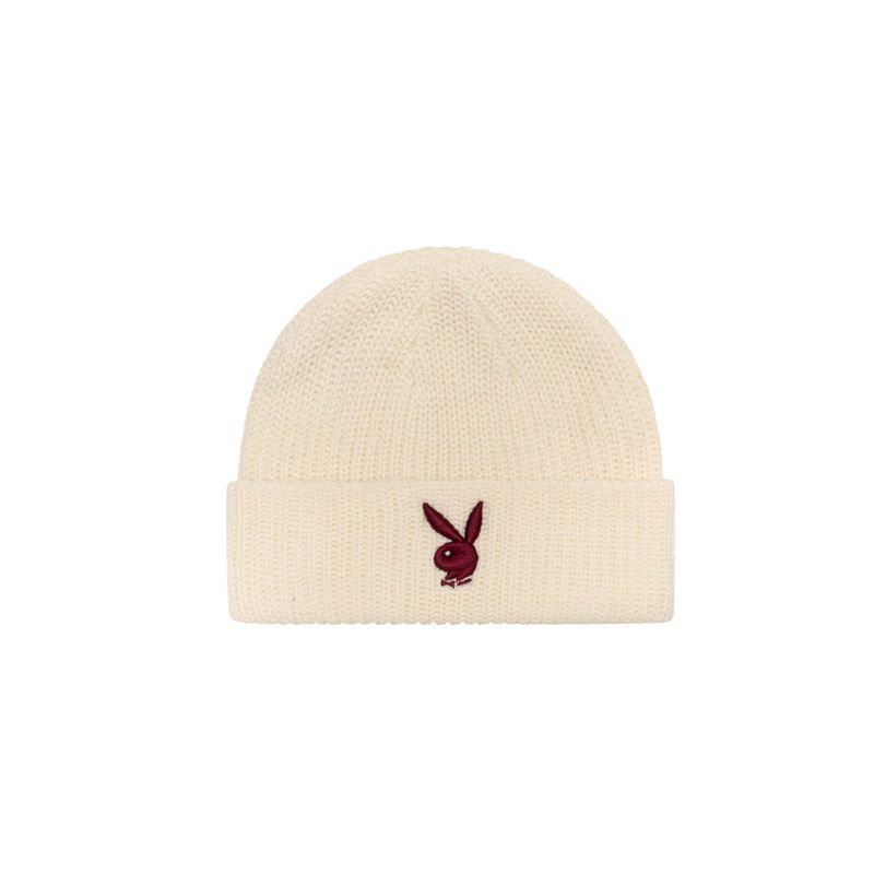 Chapeaux Playboy Rabbit Head Knit Beanie Femme Noir Blanche | FERAUZO-45