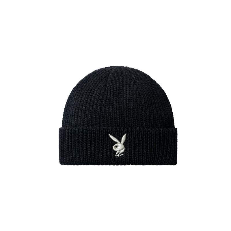 Chapeaux Playboy Rabbit Head Knit Beanie Femme Noir Blanche | FERAUZO-45