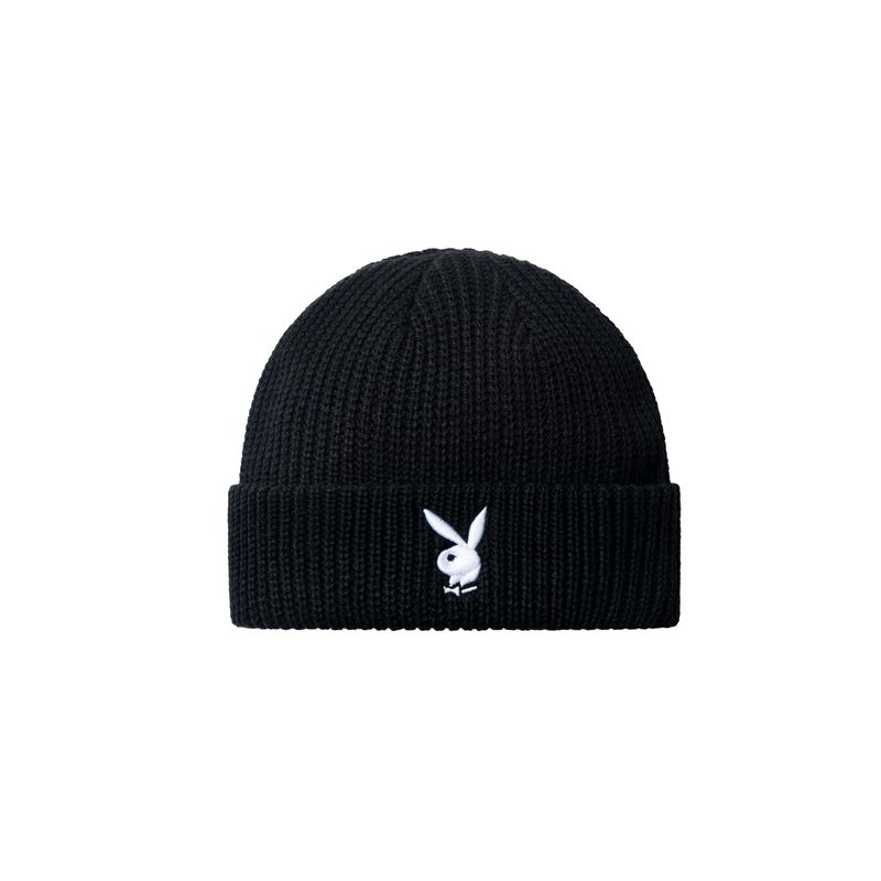 Chapeaux Playboy Rabbit Head Knit Beanie Femme Noir Blanche | FERAUZO-45