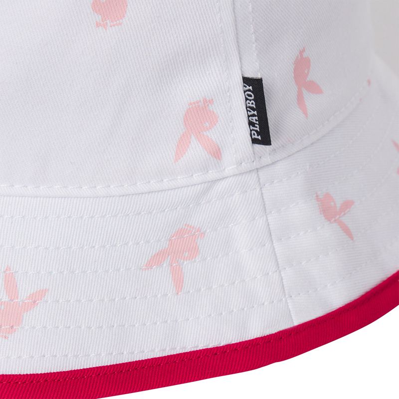 Chapeaux Playboy Rainbow Lining Rabbit Head Bucket Homme Blanche Rose | TDUHWXY-25