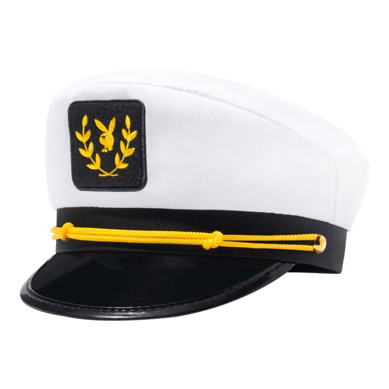 Chapeaux Playboy The Official Captain's Homme Blanche Noir Jaune | HLFDSPA-63