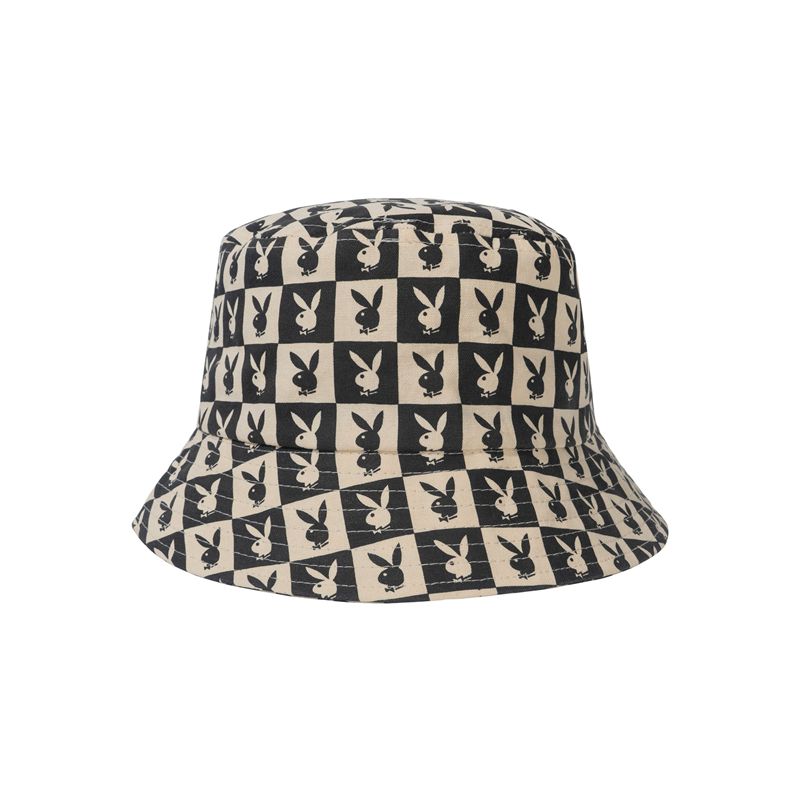 Chapeaux Playboy Tile Print Bucket Homme Noir | ZRNMPJO-56