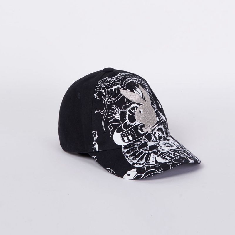 Chapeaux Playboy X John Richmond Cap Homme Noir | ECAOFTU-50