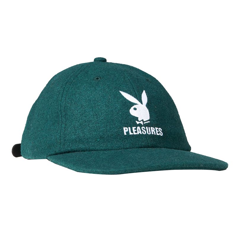 Chapeaux Playboy X Pleasures Wool Strapback Homme Forest | ORKUMFH-45