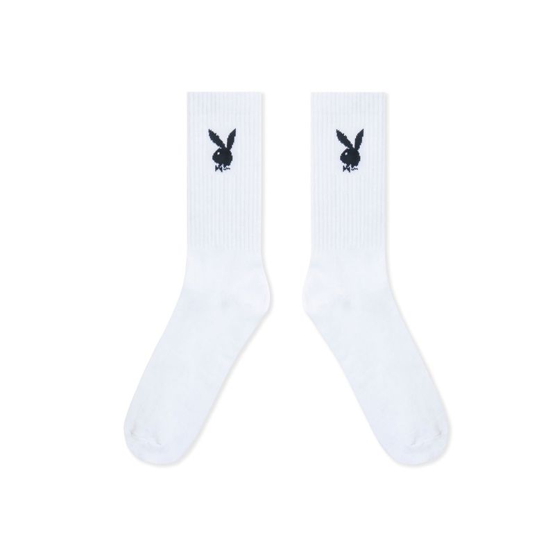 Chaussettes Playboy Crew Homme Blanche | JRZCSTN-28