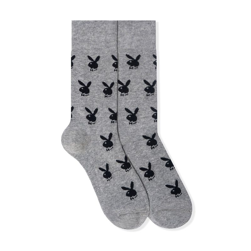 Chaussettes Playboy Repeating Rabbit Head Homme Grise Noir | KIFVLBH-24