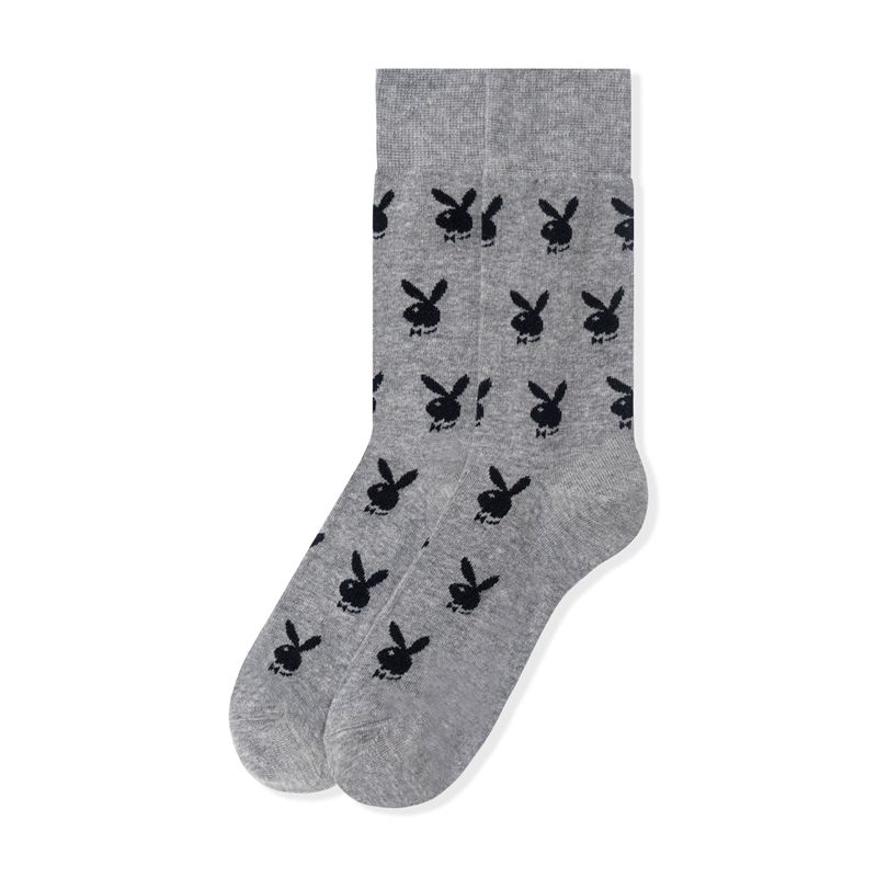 Chaussettes Playboy Repeating Rabbit Head Homme Grise Noir | KIFVLBH-24