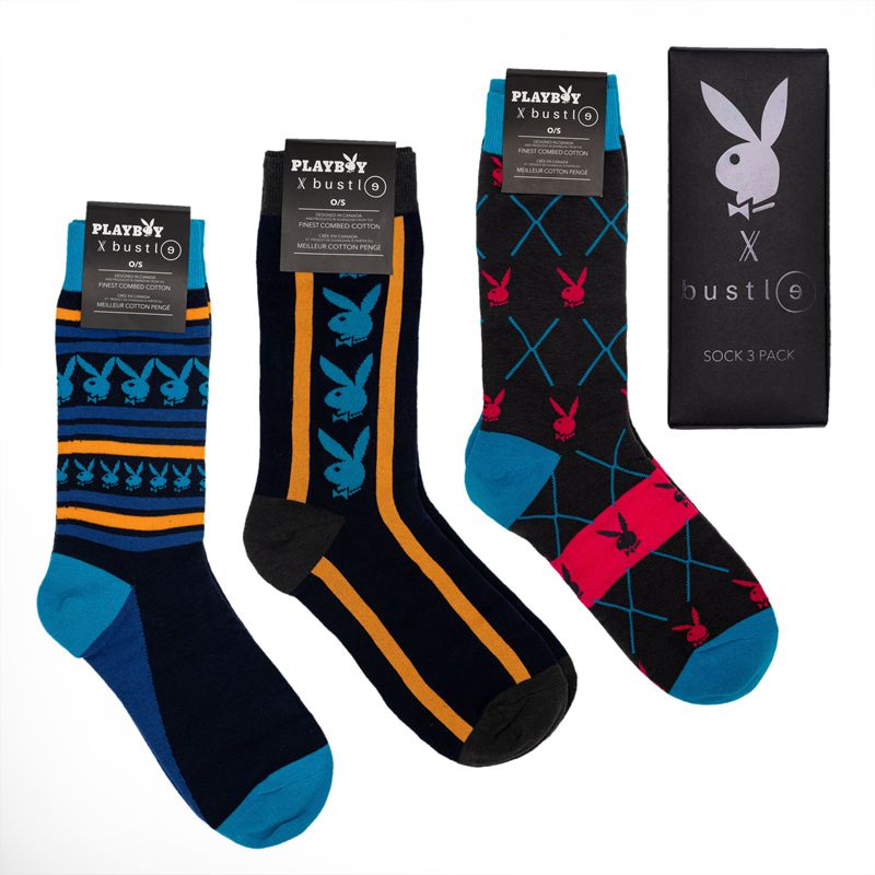 Chaussettes Playboy X Bustle Sock Three Pack Homme Multicolore | MUVFRBH-74