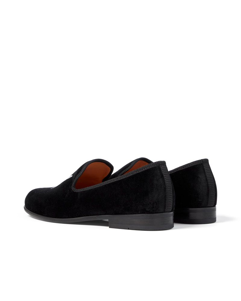 Chaussures Playboy Duke + Dexter Velvet Bunny Loafers Homme Noir Blanche | PWQUNVR-23