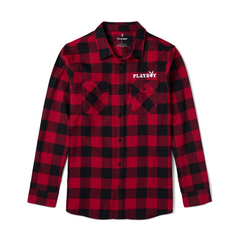 Chemises Playboy Camp Flannel Homme Rouge Noir | OHTZFJA-80