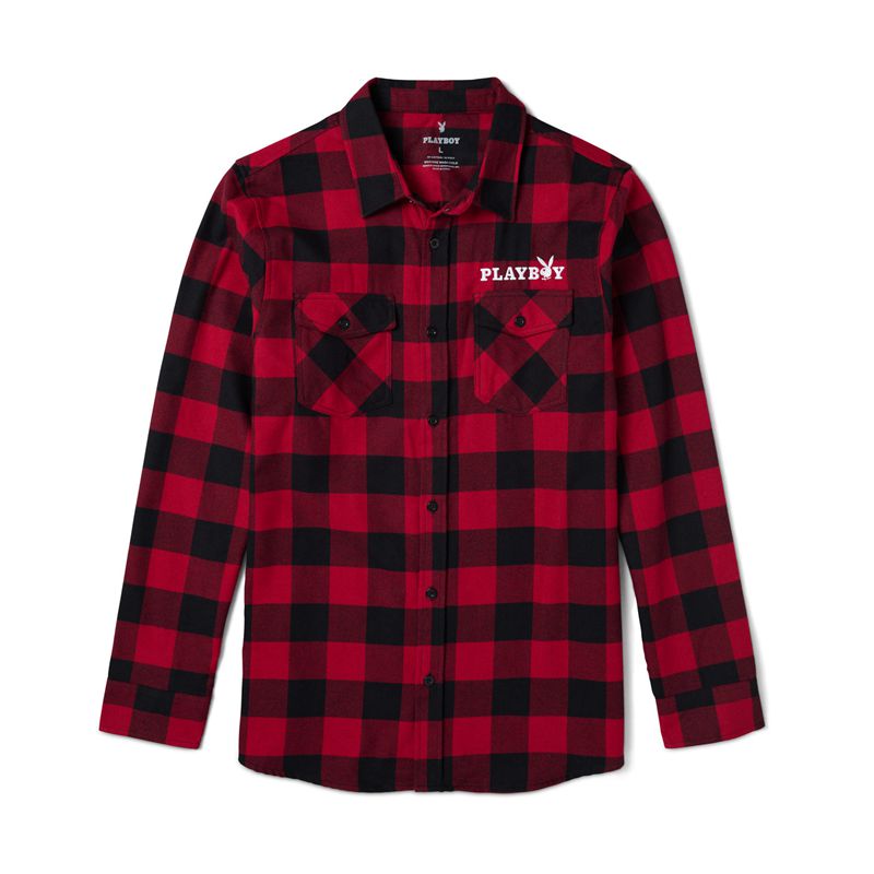 Chemises Playboy Camp Flannel Homme Rouge Noir | OHTZFJA-80