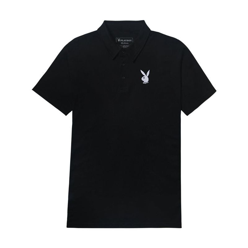 Chemises Playboy Classiche Rabbit Head Polo Homme Noir | WFHPABI-81