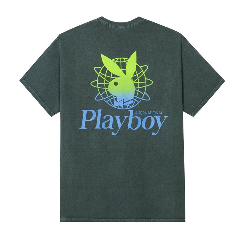 Chemises Playboy Contrast Pocket Homme Noir Vert | MBNFKXL-31