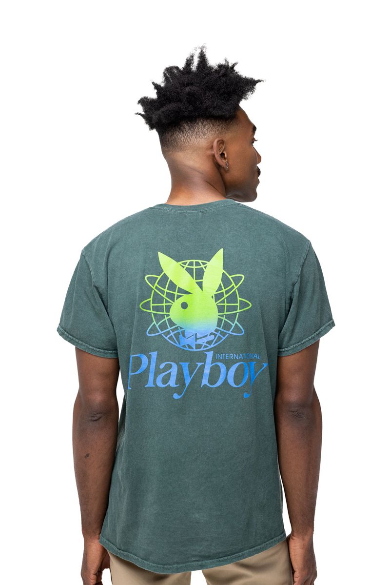 Chemises Playboy Contrast Pocket Homme Noir Vert | MBNFKXL-31