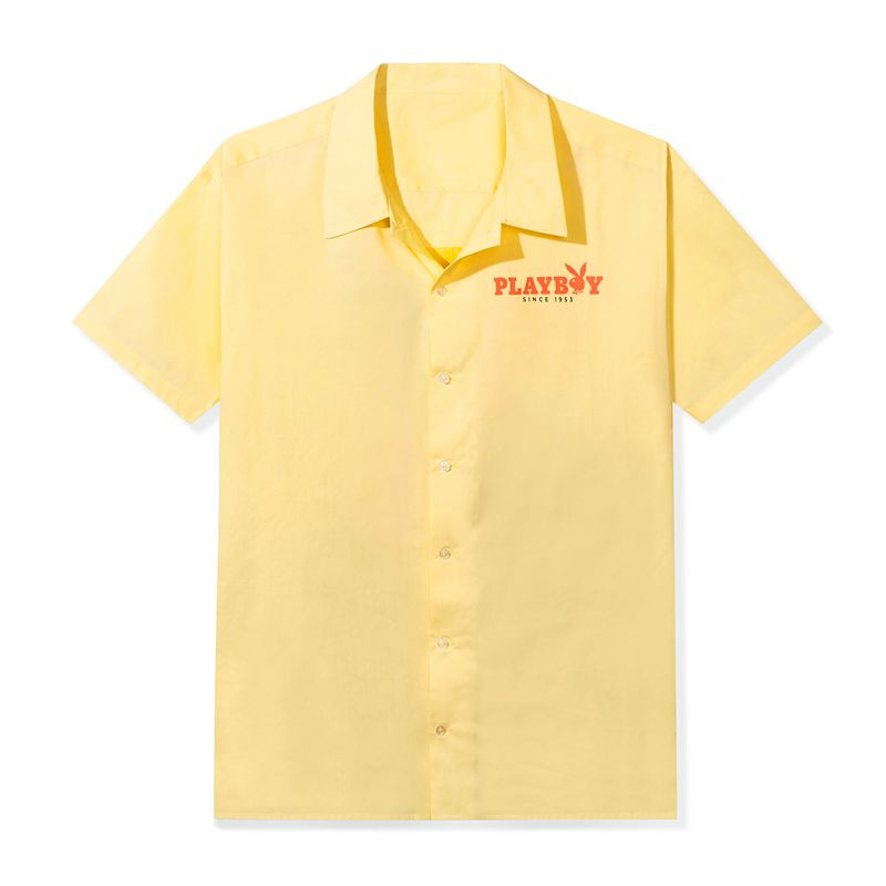 Chemises Playboy Crest Button Down Homme Jaune | WCNSXVT-23