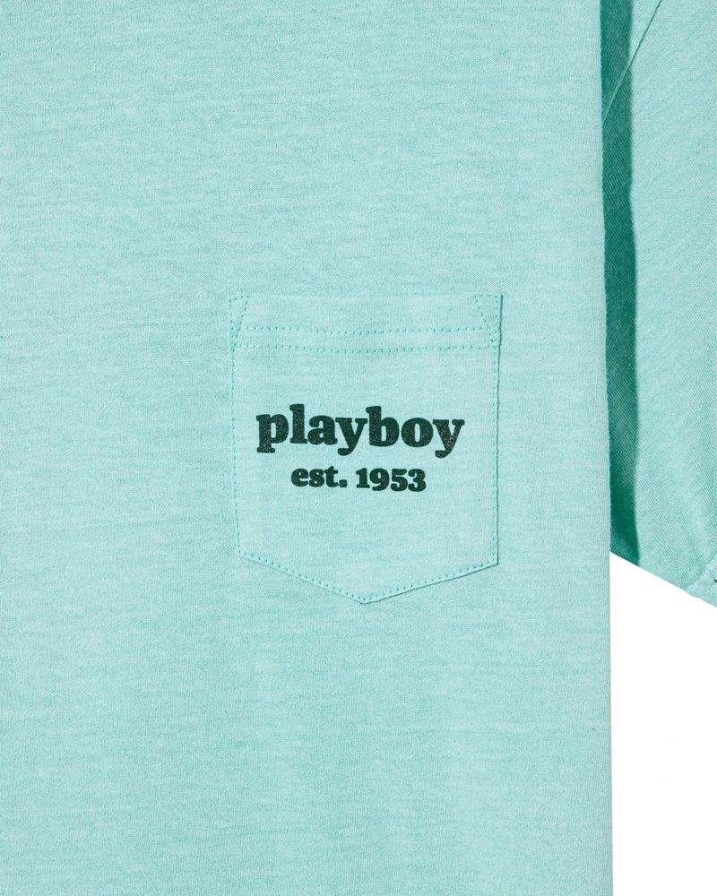 Chemises Playboy Illustrated Pocket Homme Vert | RQISUAB-79