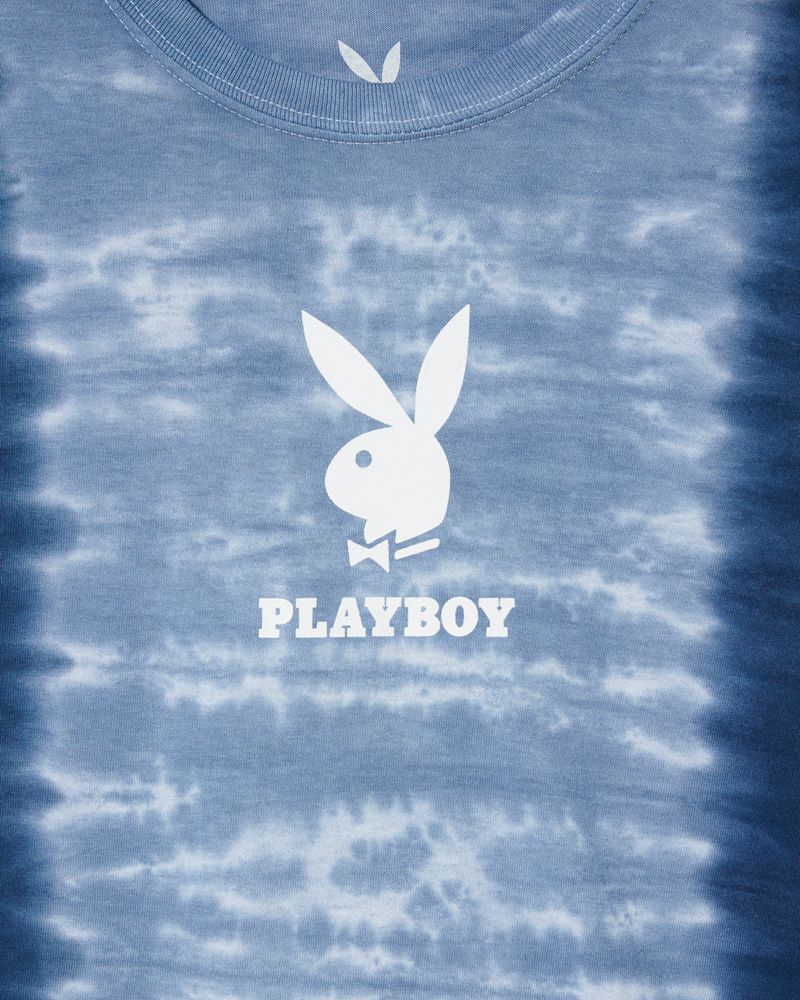 Chemises Playboy Logo Vertical Homme Bleu | ZKOLARM-74