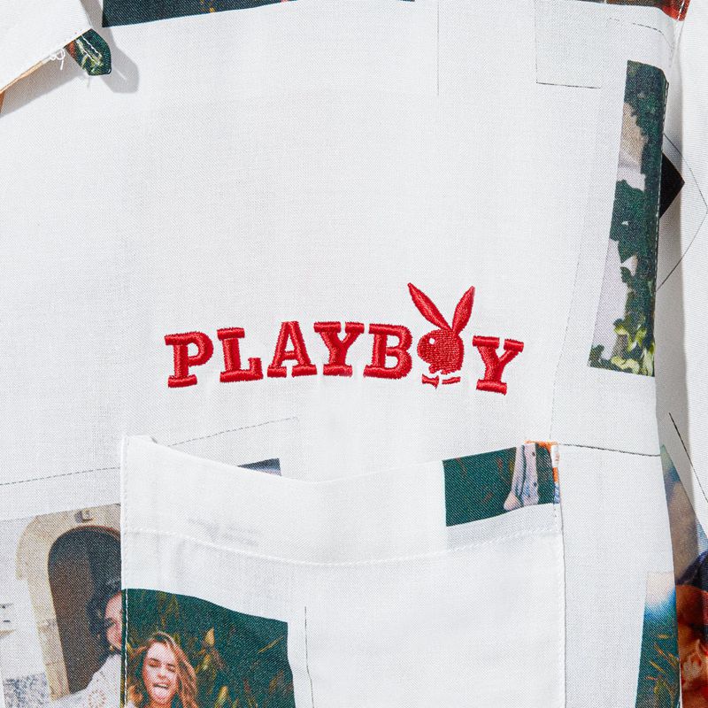 Chemises Playboy Memories Camp Homme Blanche | SZDOGPI-25