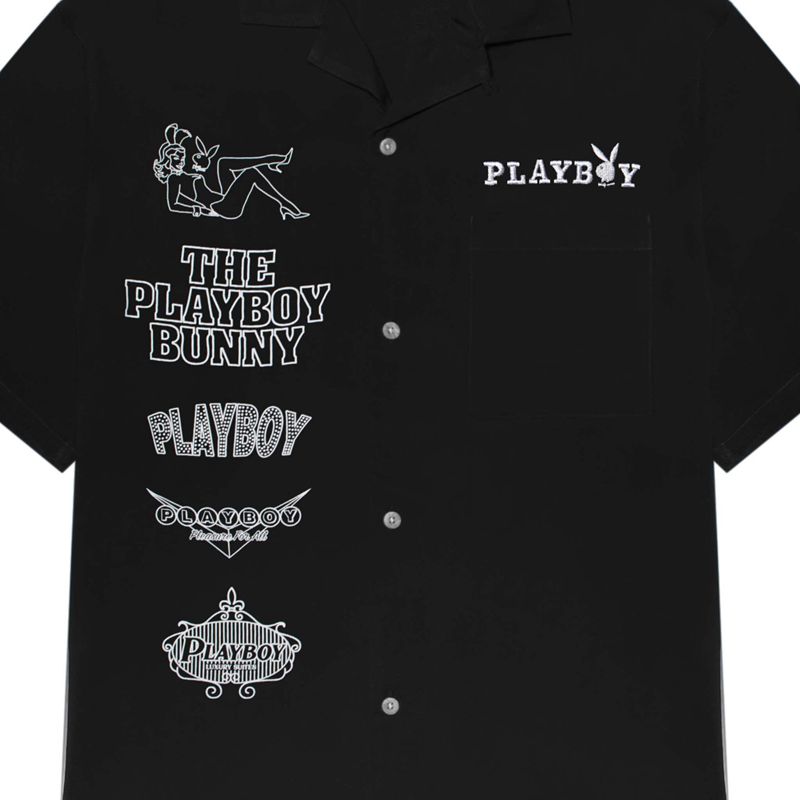 Chemises Playboy Neon Capital Camp Homme Noir | JBGNMFX-10