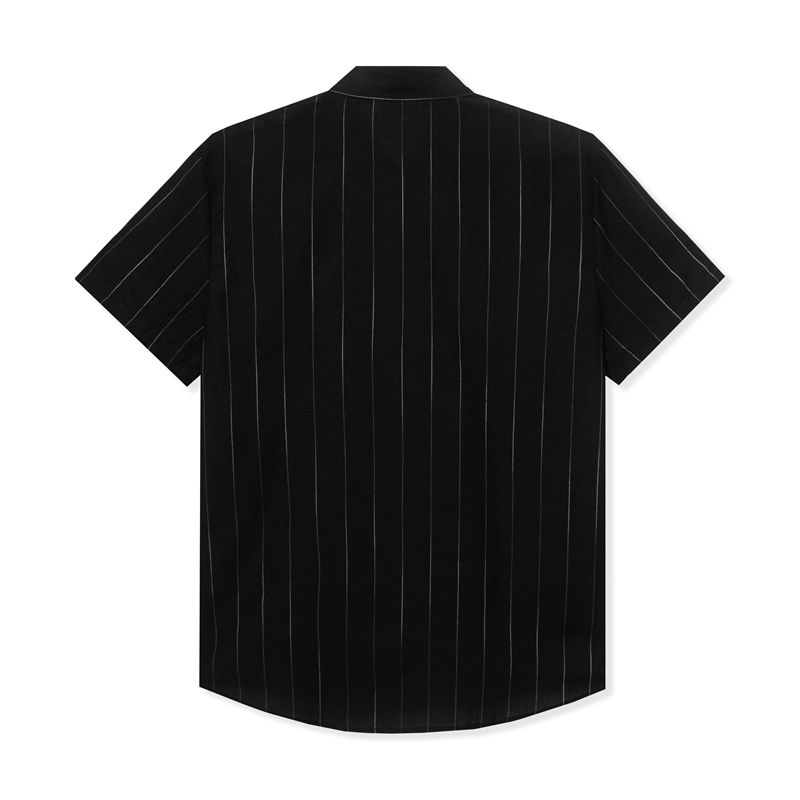 Chemises Playboy Striped Button Down Camp Homme Noir | SGJLUYE-06