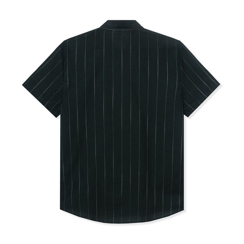 Chemises Playboy Striped Button Down Camp Homme Noir | SGJLUYE-06