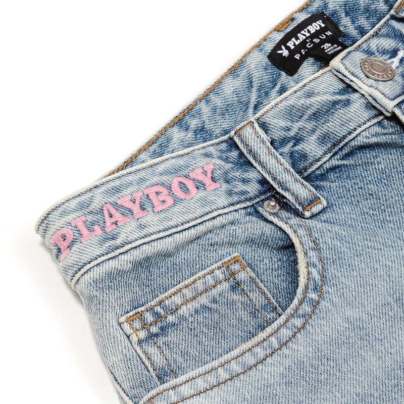 Jean Playboy 90s Ripped Boyfriend Femme Bleu | HPVFJMA-91