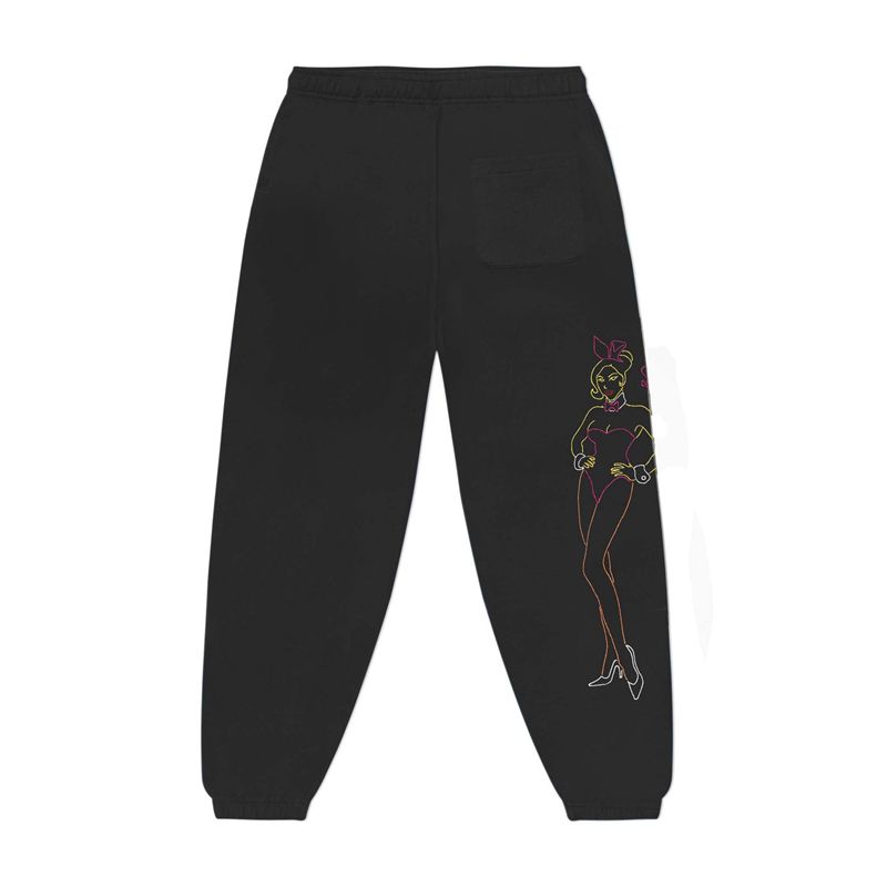 Jogging Playboy Bunny Outline Homme Noir | FLZSMIA-09