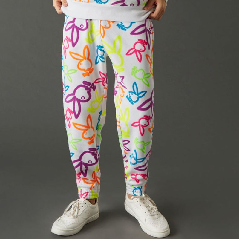 Jogging Playboy Neon Bunny Print Jogger Homme Blanche | GJKLPCQ-43