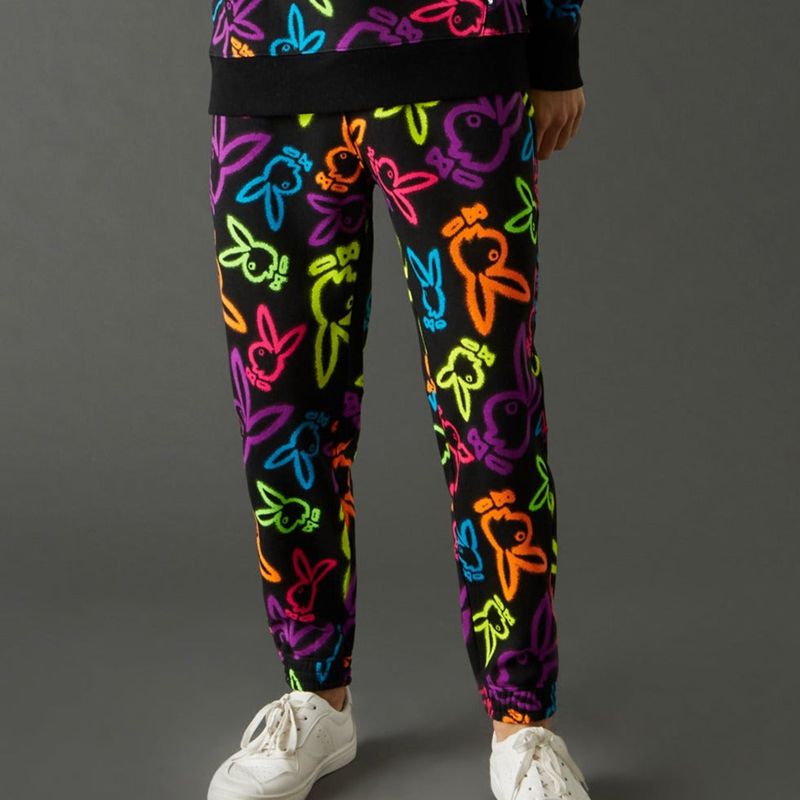 Jogging Playboy Neon Bunny Print Jogger Homme Blanche | GJKLPCQ-43