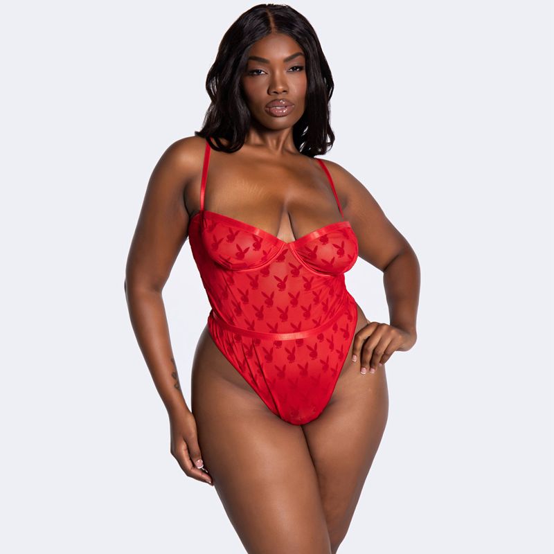 Lingerie Playboy Undeniable Chemistry Teddy Femme Rouge | DHYNQAW-86