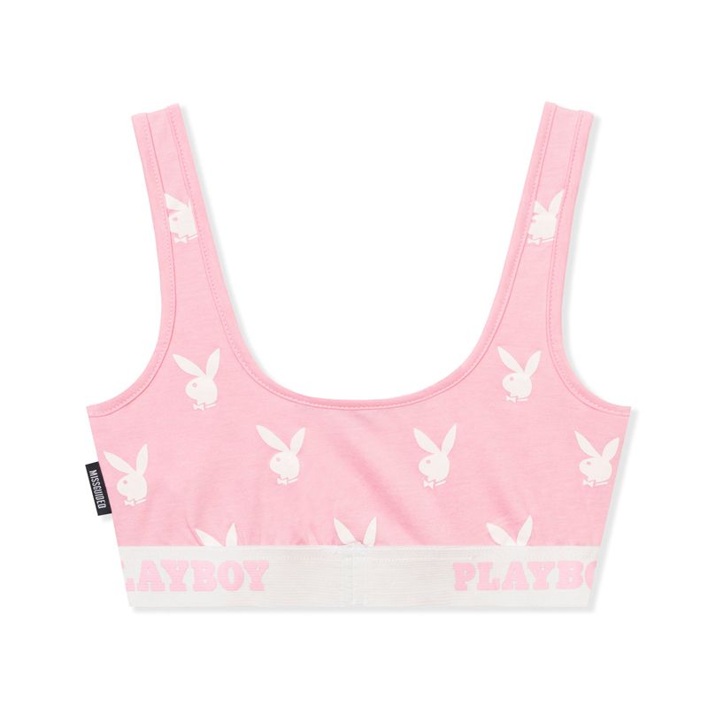 Loungewear Playboy Sport Repeat Graphic Cut Out Bra Femme Grise | CABLTEK-72