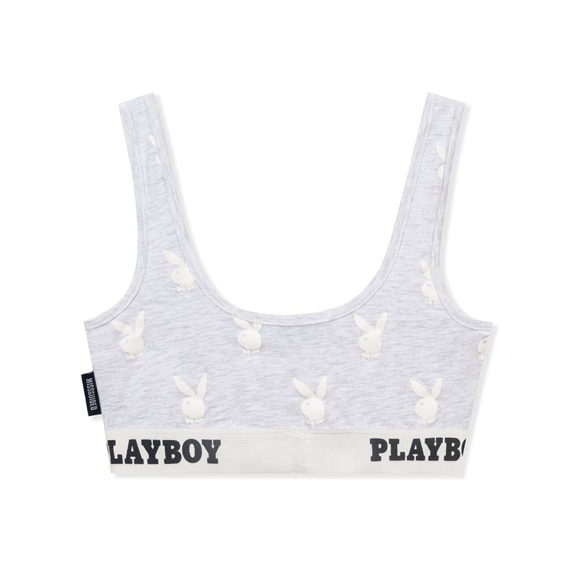 Loungewear Playboy Sport Repeat Graphic Cut Out Bra Femme Grise | CABLTEK-72