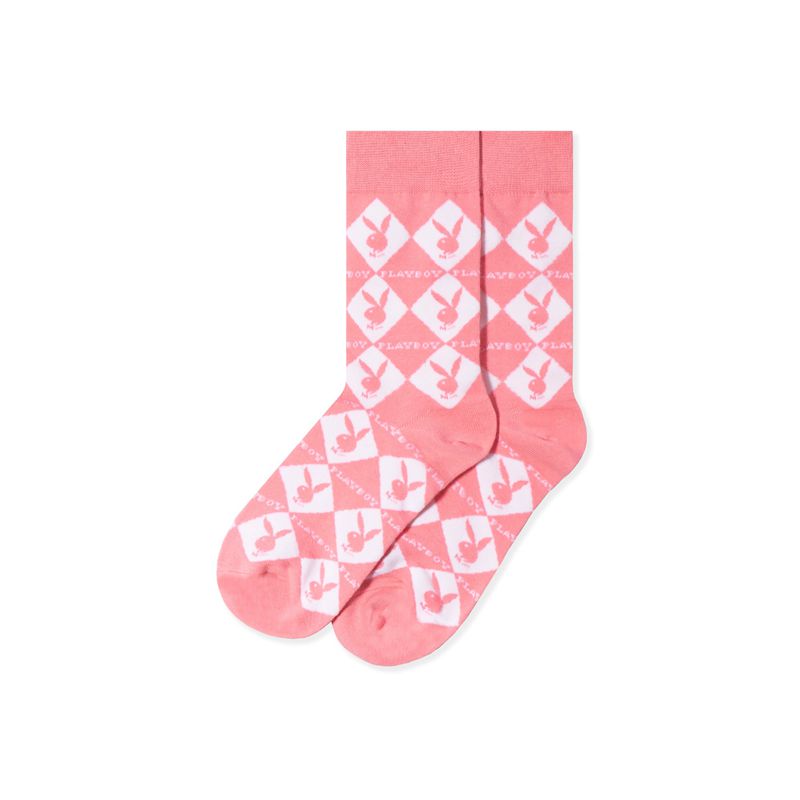 Loungewear Playboy Women S Rabbit Head Argyle Socks Femme Noir | TDAFIVG-67