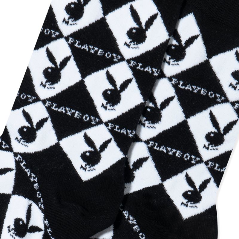 Loungewear Playboy Women S Rabbit Head Argyle Socks Femme Noir | TDAFIVG-67