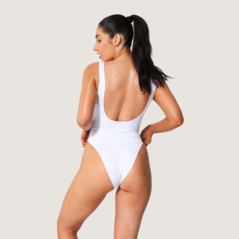 Maillots De Bain Playboy Classiche Masthead One Piece Femme Blanche | RAKXUHY-06