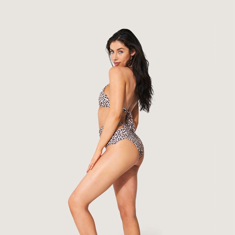 Maillots De Bain Playboy Cross Halter Neck High Waisted Bikini Femme Leopard | NLQTDVP-40