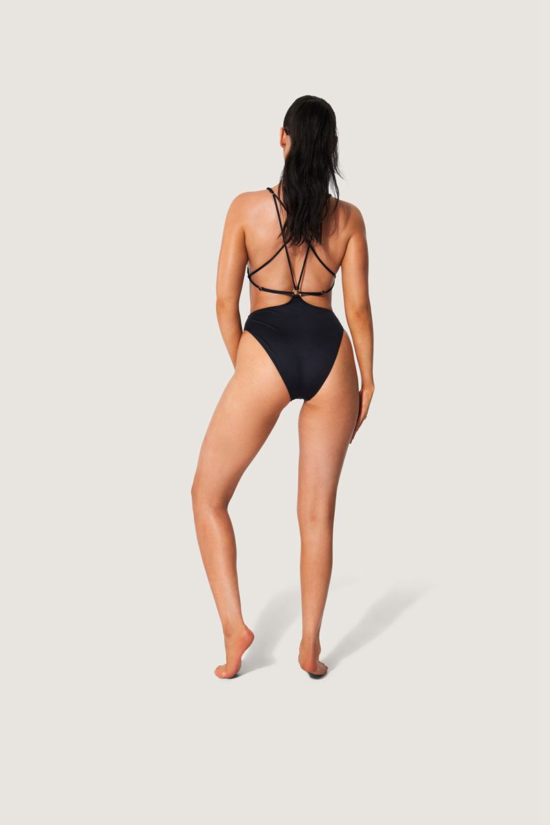 Maillots De Bain Playboy Dentelle Up Back Bunny One Piece Femme Noir Blanche | OIUYEJS-58