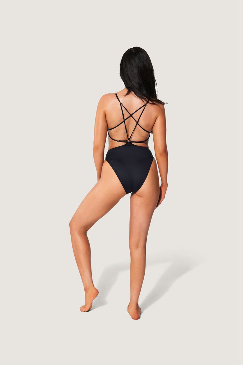 Maillots De Bain Playboy Dentelle Up Back Bunny One Piece Femme Noir Blanche | OIUYEJS-58