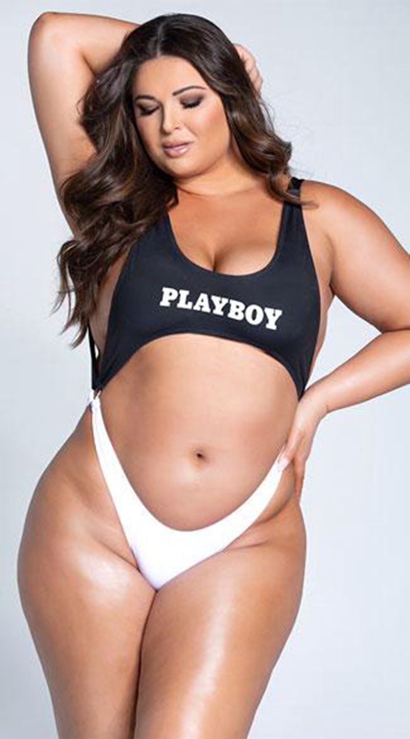 Maillots De Bain Playboy High Cut Masthead One Piece Femme Noir Blanche | OPFWQMN-46