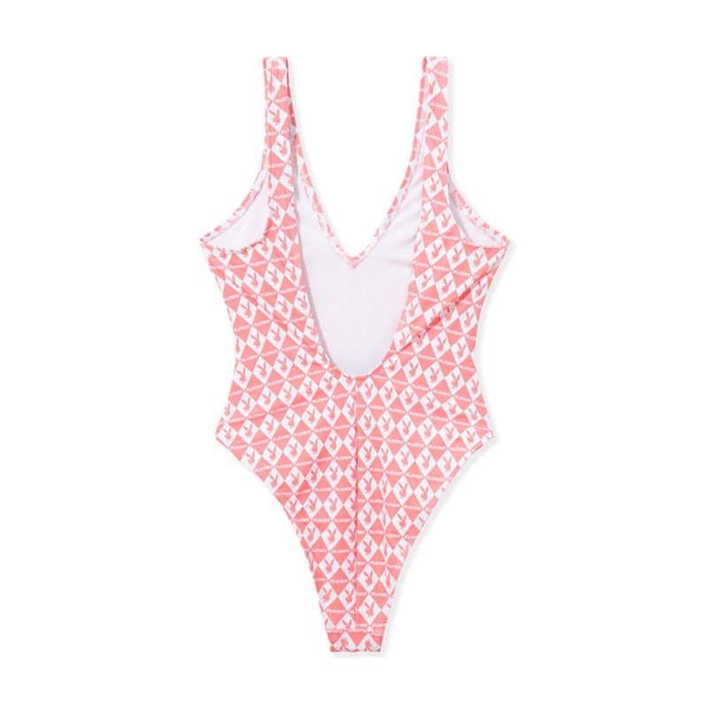 Maillots De Bain Playboy One Piece Monogram Femme Rose | UONWEDG-51