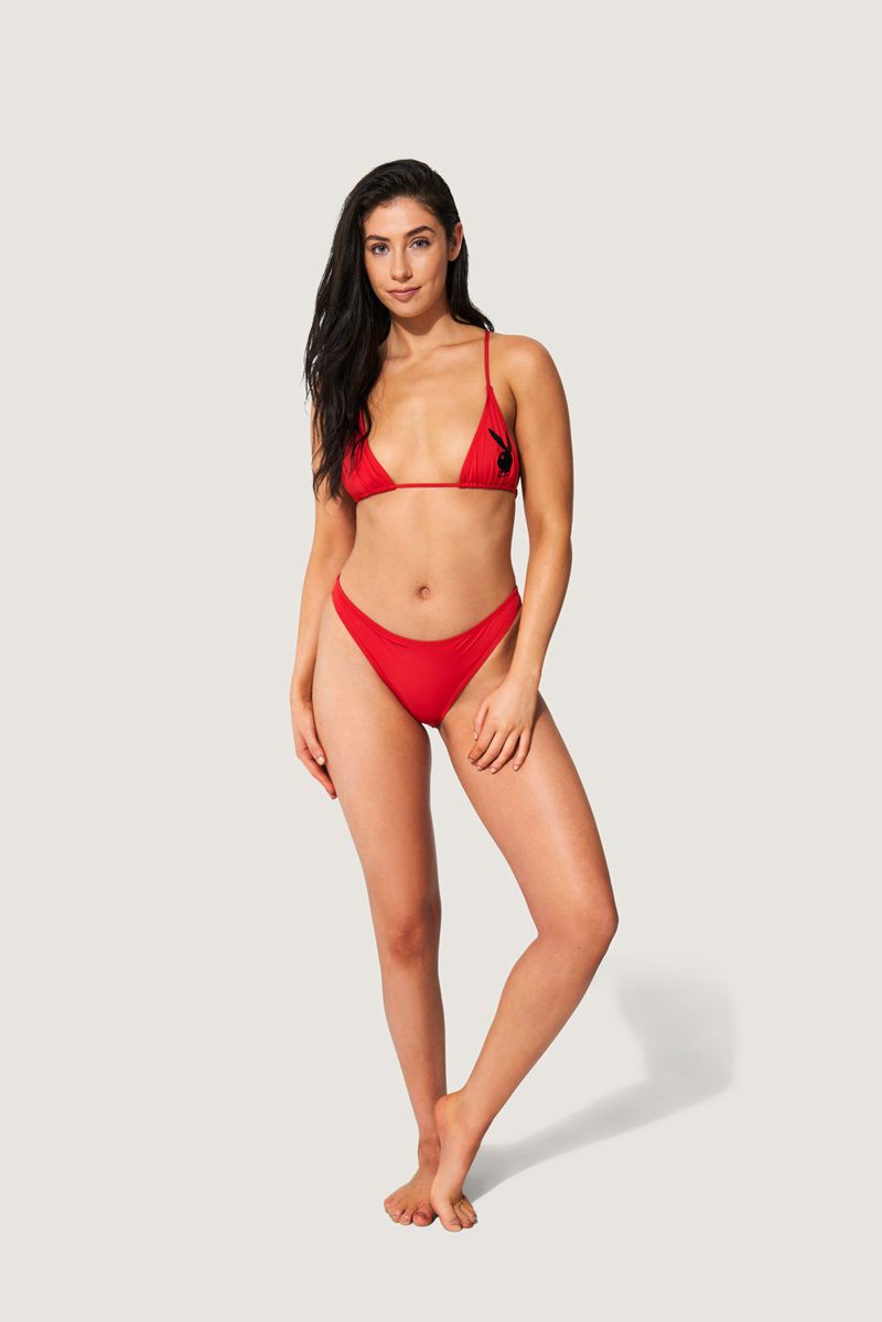 Maillots De Bain Playboy Scrunch Bunny Bikini Femme Rouge | PJCYVUQ-50