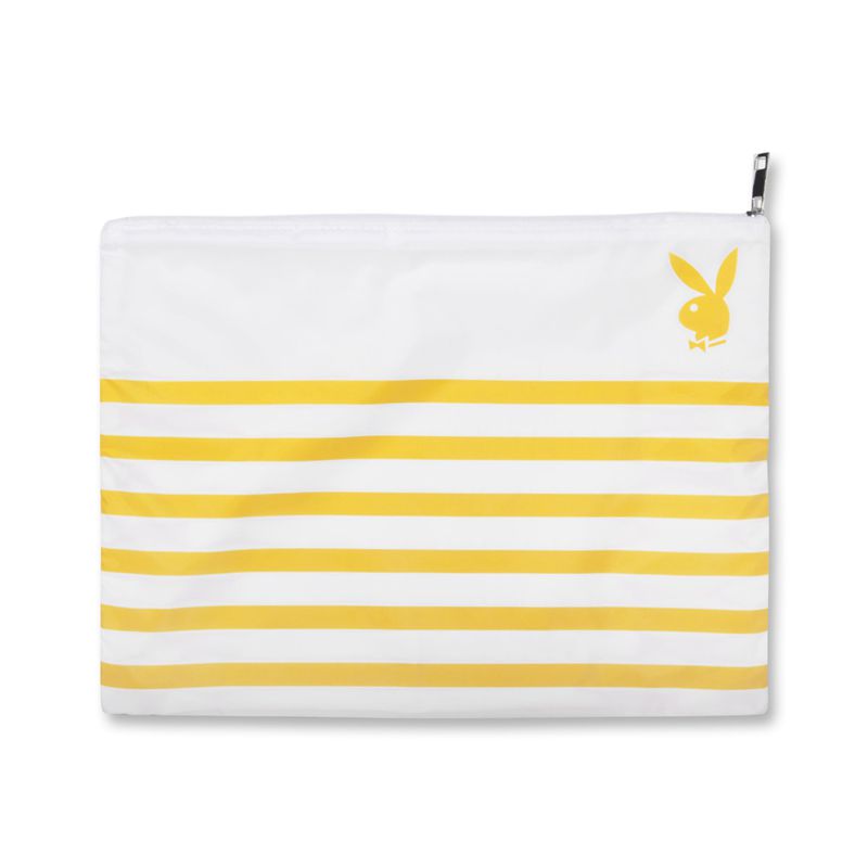 Maillots De Bain Playboy Striped Imperméables Beach Pouch Femme Jaune | QCMTEUJ-23