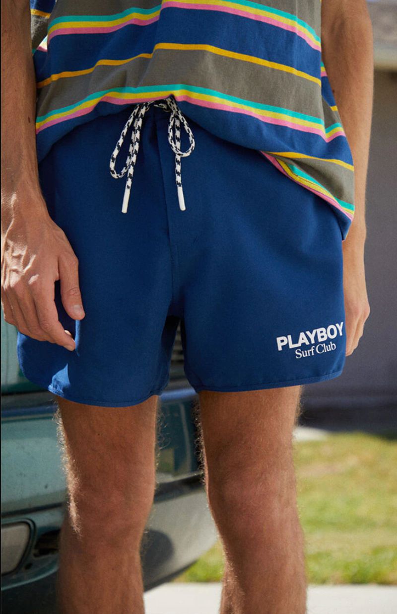 Maillots De Bain Playboy Surf Club Trunks Homme Bleu | OGVFMTX-15