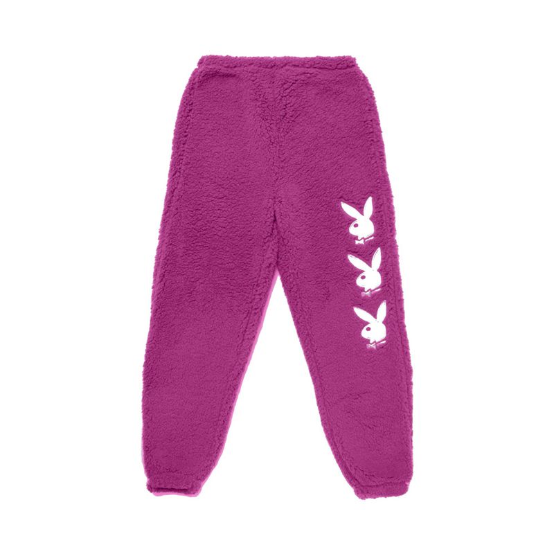 Pantalon Playboy Bunny Leg Sherpa Sweat Femme Violette Foncé | WAGLDNM-10