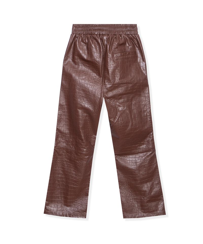 Pantalon Playboy Crocodile Cuir Flare Homme Chocolat | IORLBVS-24