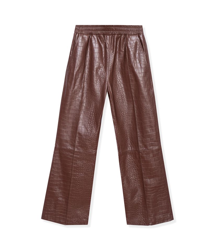 Pantalon Playboy Crocodile Cuir Flare Homme Chocolat | IORLBVS-24