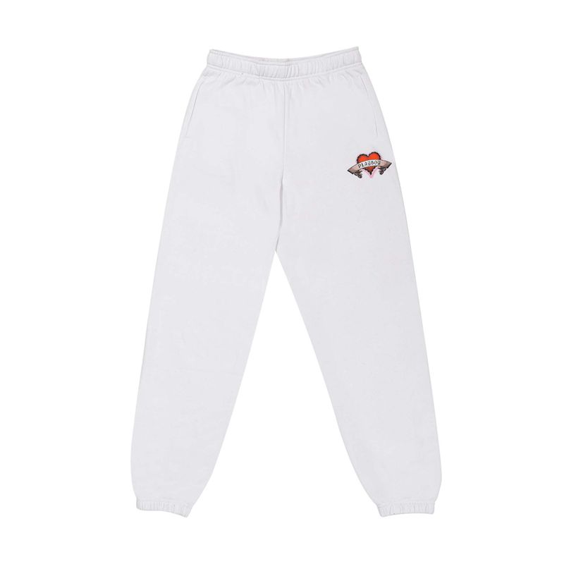 Pantalon Playboy Heartbreaker Sweats Femme Blanche | BGMKRTO-58