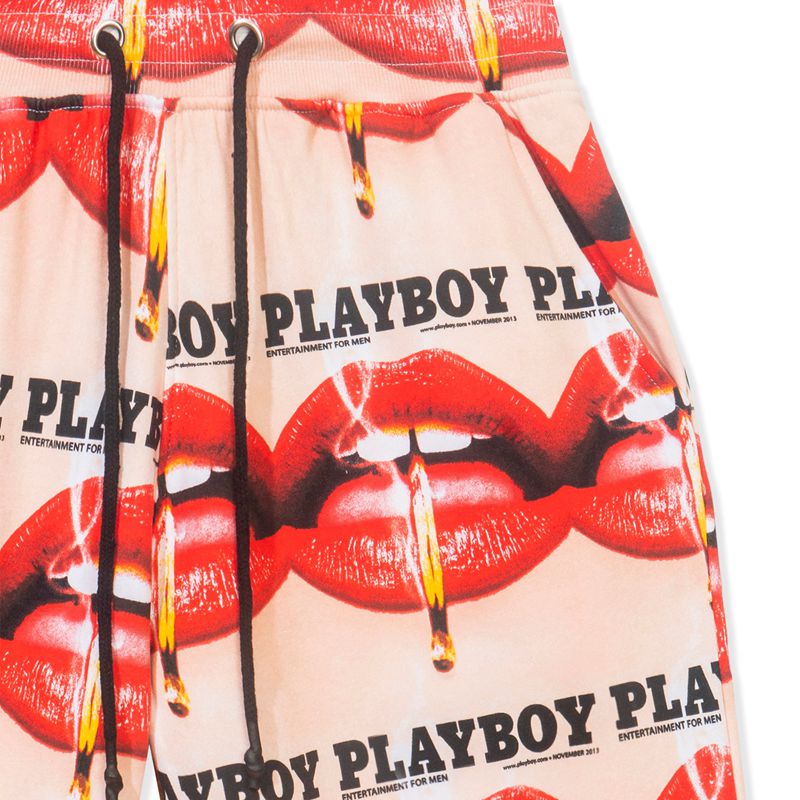 Pantalon Playboy Lips Print Oversized Jogger Femme Rouge Orange | FMIJLWE-43